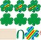 60 Set St. Patrick's Day Crafts for Kids Shamrocks Colorful Scratch with 30 Wooden Scratch Tools Green Shamrocks Hanging Craft Art Kit for Kids Gifts St. Patrick's Day Party School Favors
